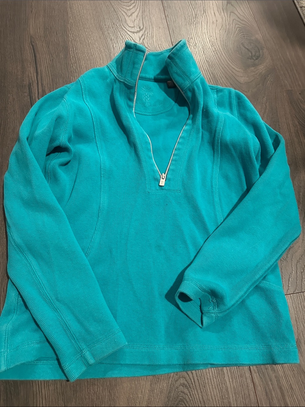Tommy Bahama Aqua Teal Quarter-Zip Women's Sweater